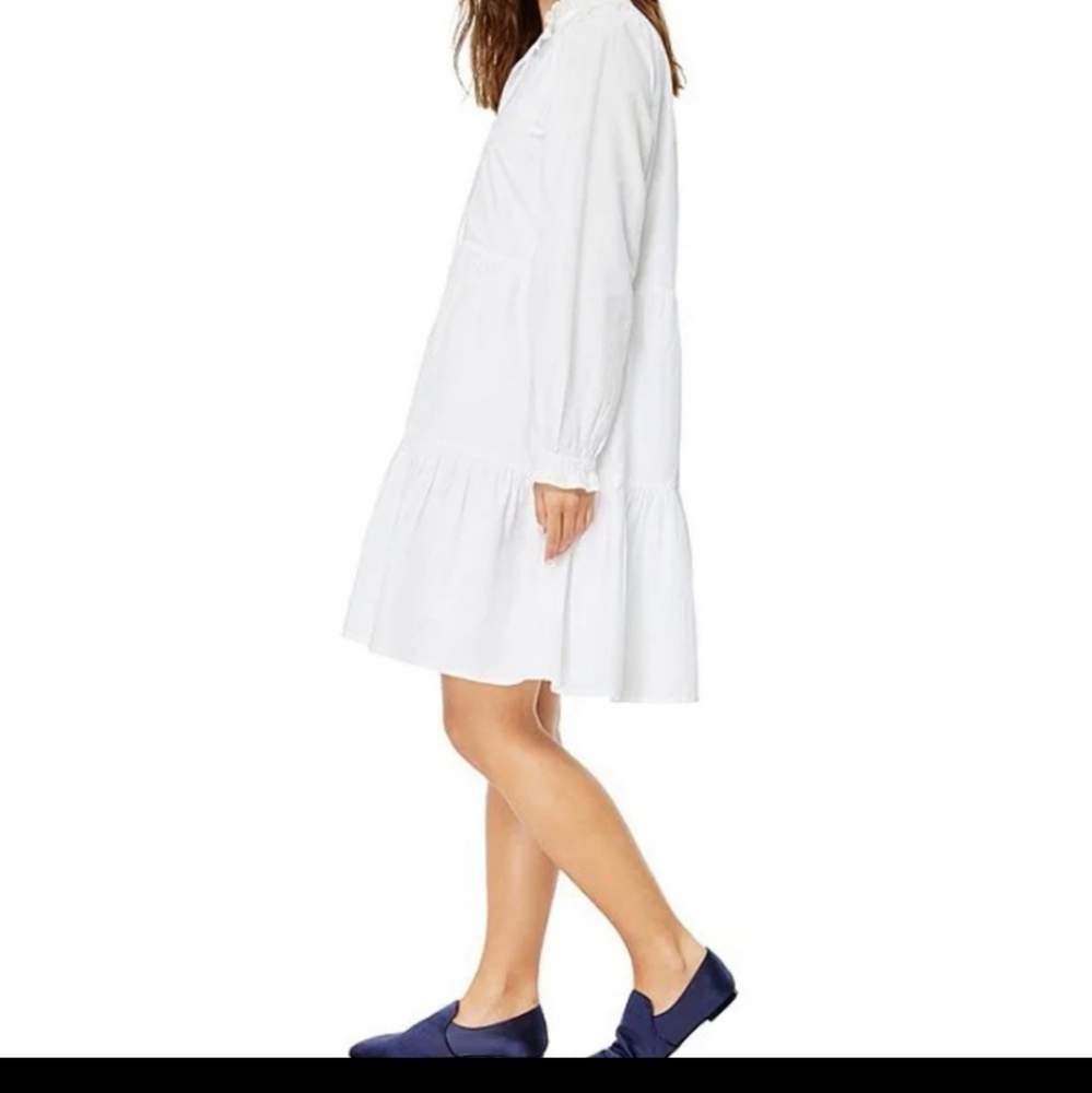 Roller RabbitJanni Tie V-Neck Long Sleeve Ruffle Cuff Waistless Tiered Dress - Picture 2 of 16